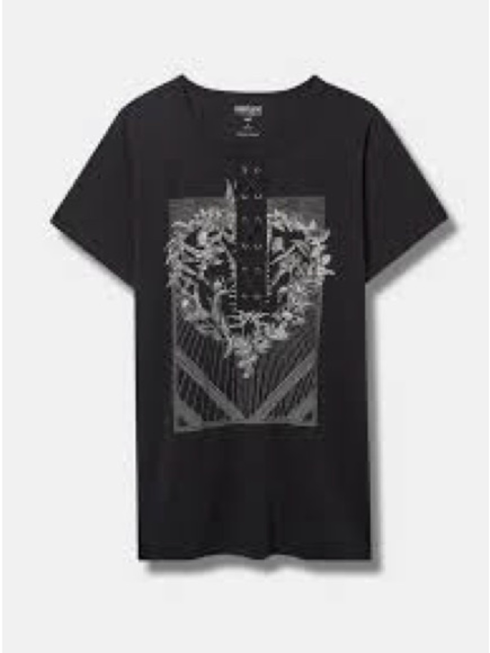 torrid Black Graphic Crew Tee with Gray Crest